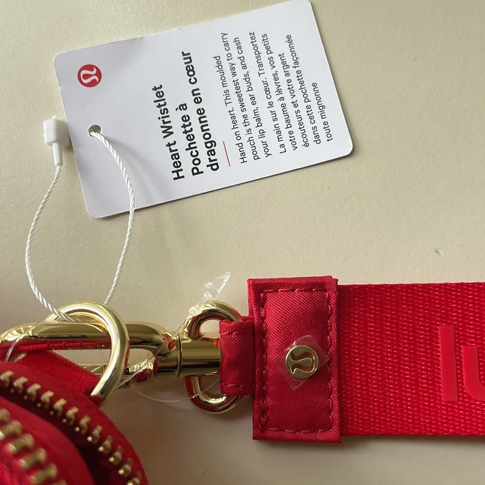 lululemon Red Heart Shaped Wristlet Keychain - Picture 2 of 8